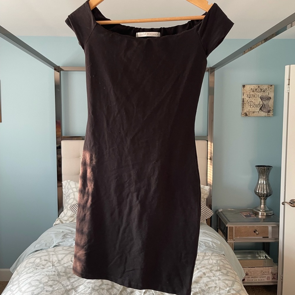 Susana Monaco Black Off Shoulder Dress Stretch XS - Picture 3 of 6